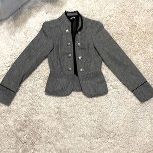 Charlotte Russe jacket formal small gray black long sleeve ruffles blazer